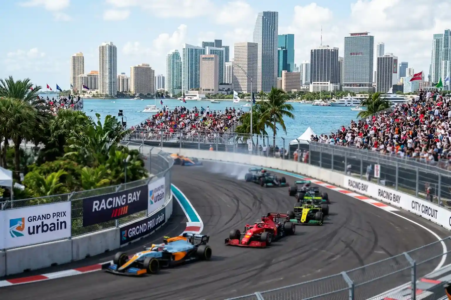 Circuito de Albert Park en Melbourne con monoplazas compitiendo