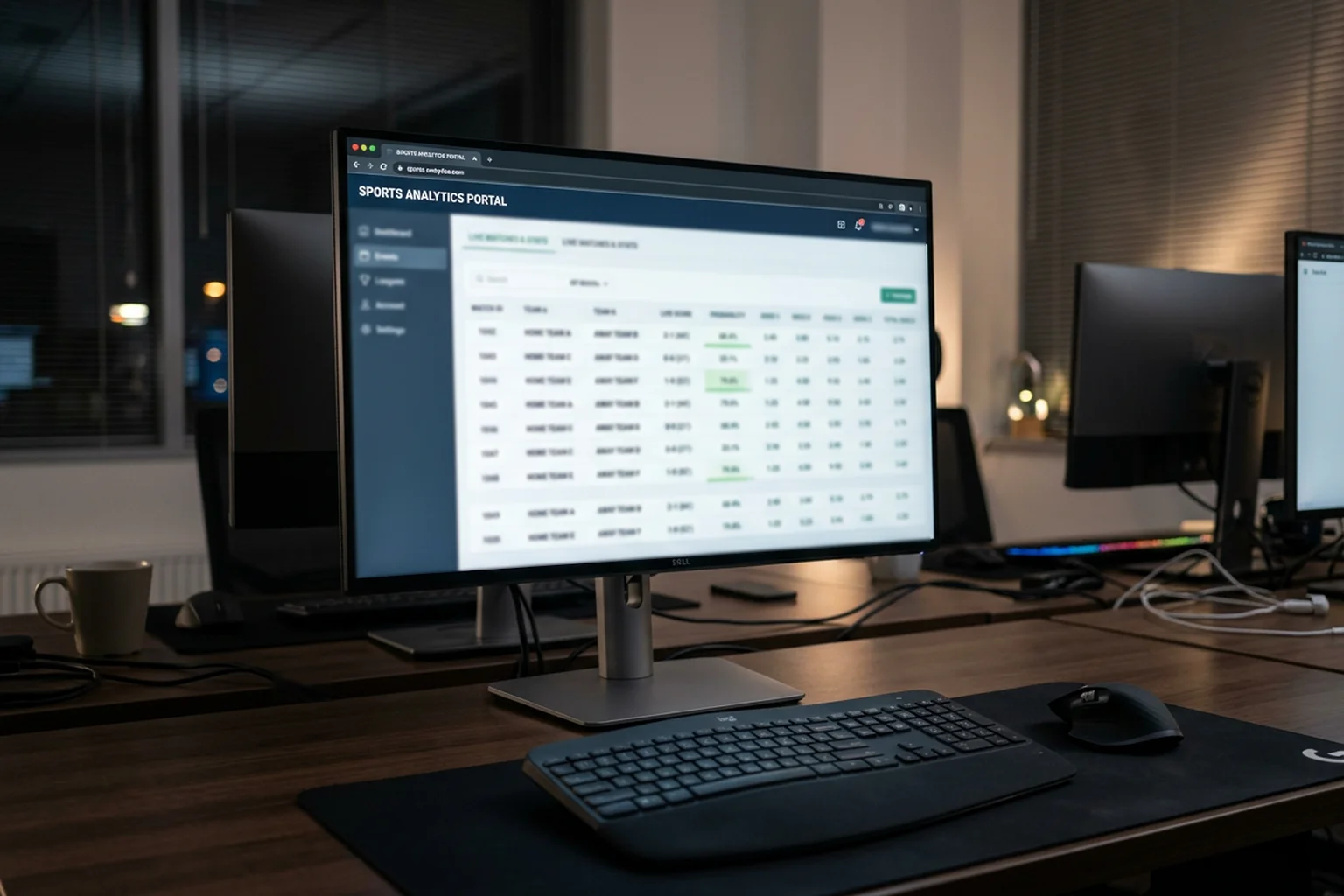 Interfaz de plataforma de apuestas deportivas en pantalla