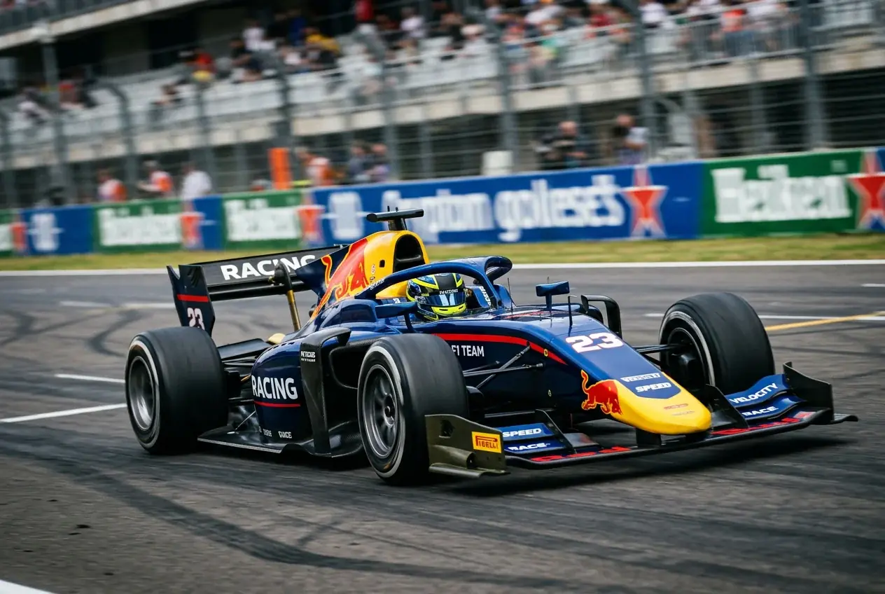 Coche de Red Bull Racing compitiendo en circuito de Fórmula 1